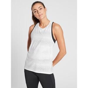 Athleta A Game Mesh‎ White Tank Top Size XL Racerback Perforated Sleeveless Gym